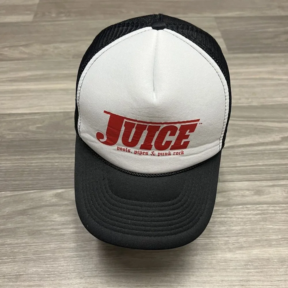 Juice Magazine Snapback Trucker Hat Black White Foam‎ Mesh Pools Pipes Punk Rock